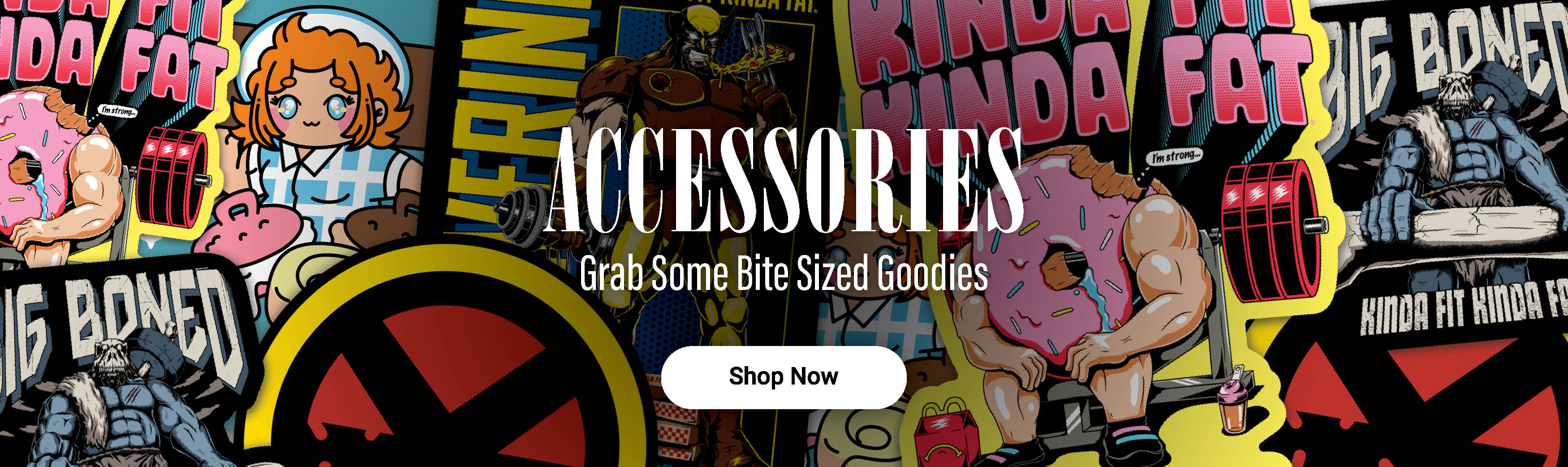 accessories ranging from dog hoodie, socks, stickers, pins, & more - shop now