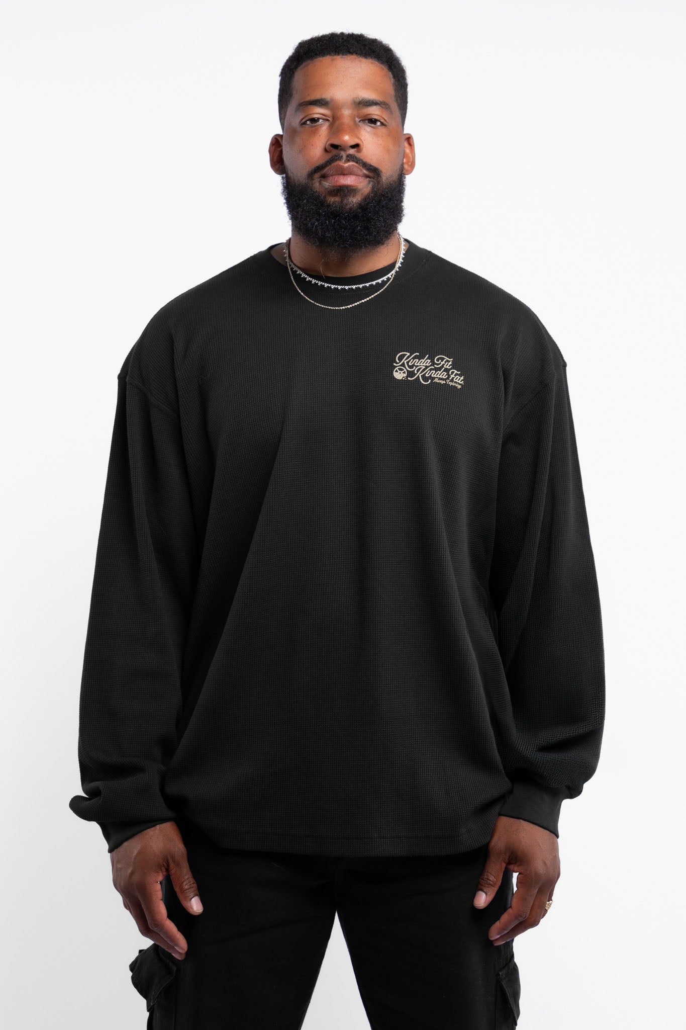 トップス Thermal Wappen Extra Big T-SHIRT Black Always Exploring Thermal Longsleeve – Kinda Fit Kinda Fat