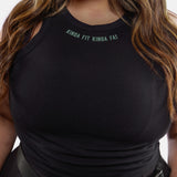 Medallion Ribbed Crop Racer Tank