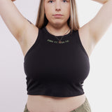 Medallion Ribbed Crop Racer Tank