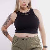 Medallion Ribbed Crop Racer Tank
