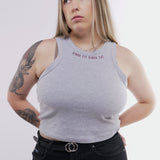 Medallion Ribbed Crop Racer Tank