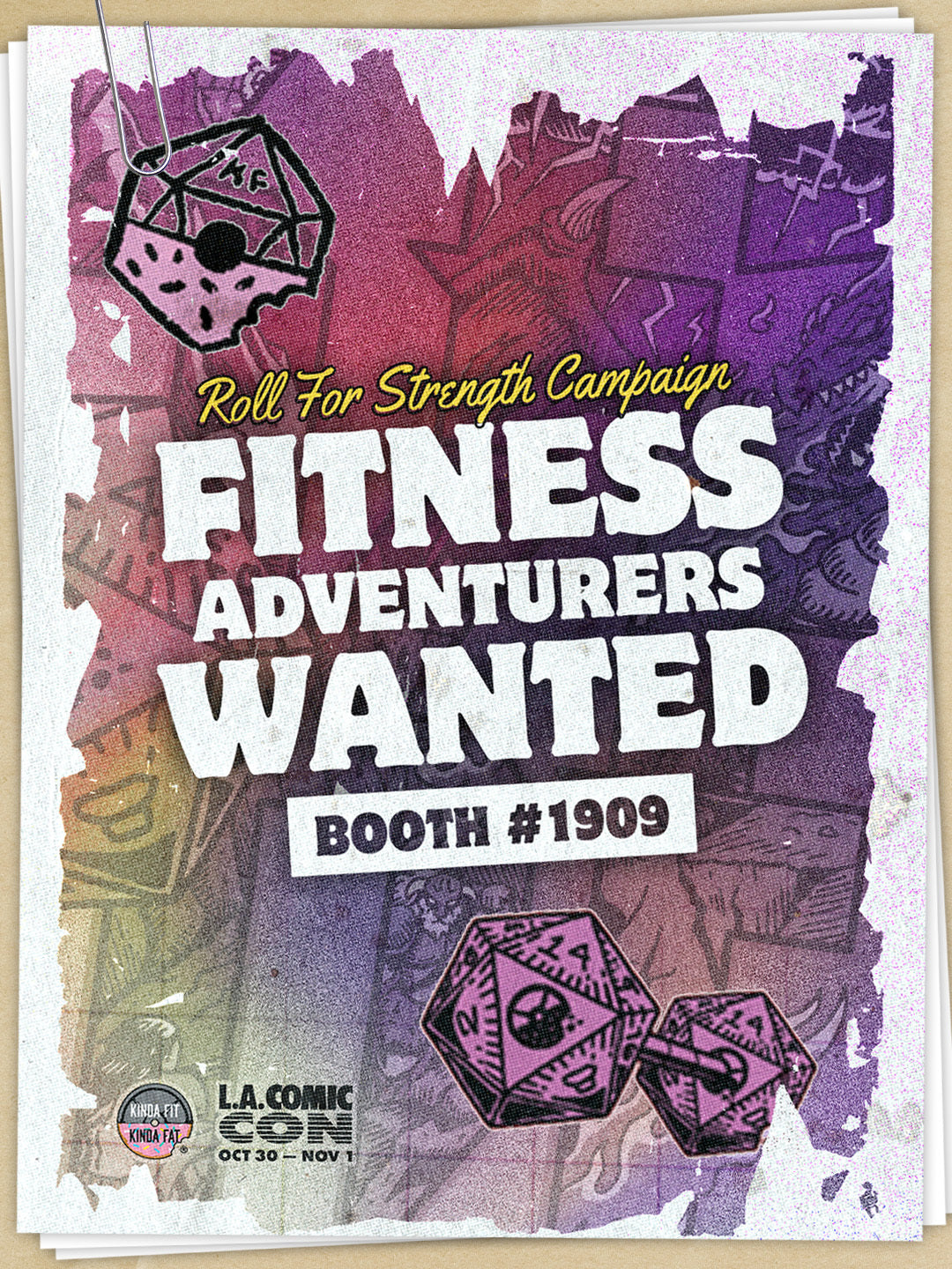 Roll for Strength Campaign. Fitness Adventurers Wanted at Booth #1909 at LA Comiccon Oct 30 - Nov 1