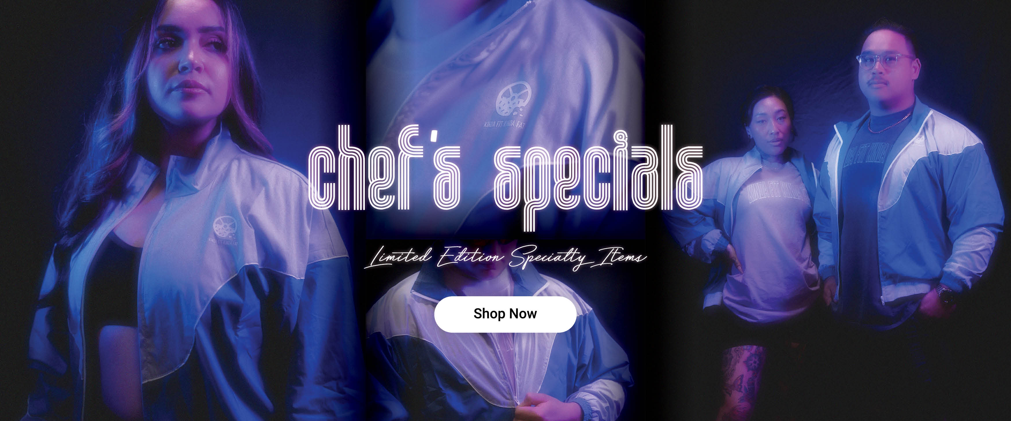 chef specials available in a track jacket and dog hoodie