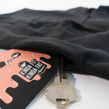 hidden waistband pocket of Bundt shorts, with cards and keys